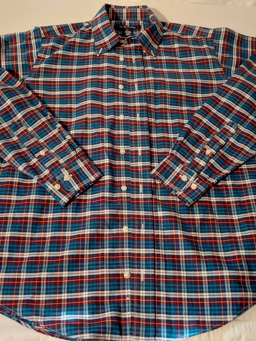 Large Brooks Brothers Men's Plaid Button-Down Shirt - Blue & Red